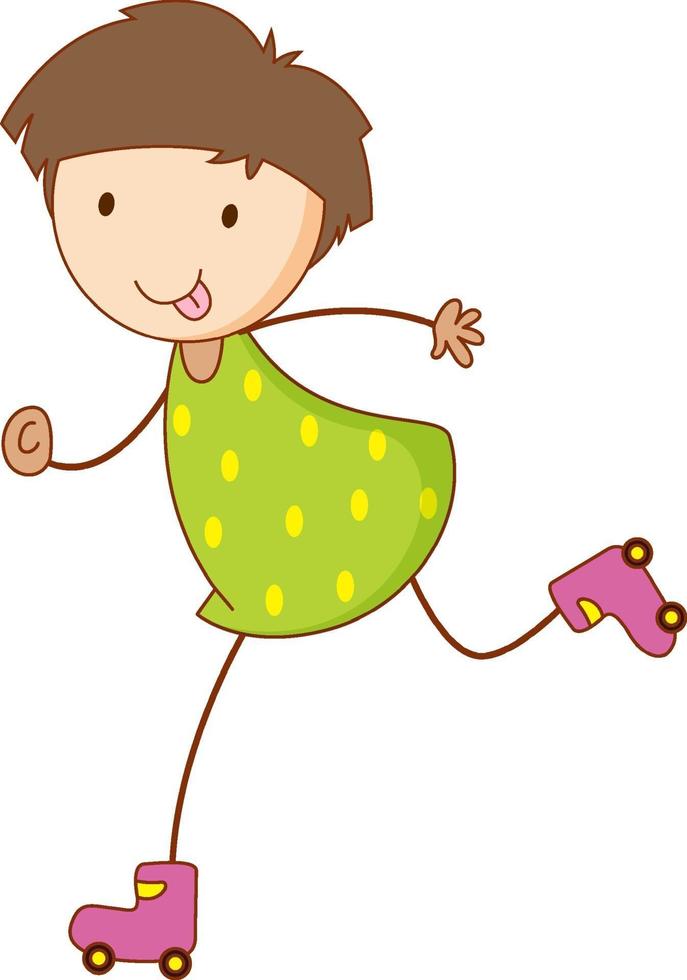 Cute girl cartoon character in hand drawn doodle style isolated vector