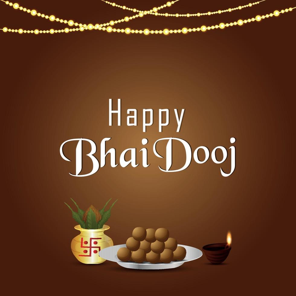 Tradition indian festival happy bhai dooj celebration greeting card vector