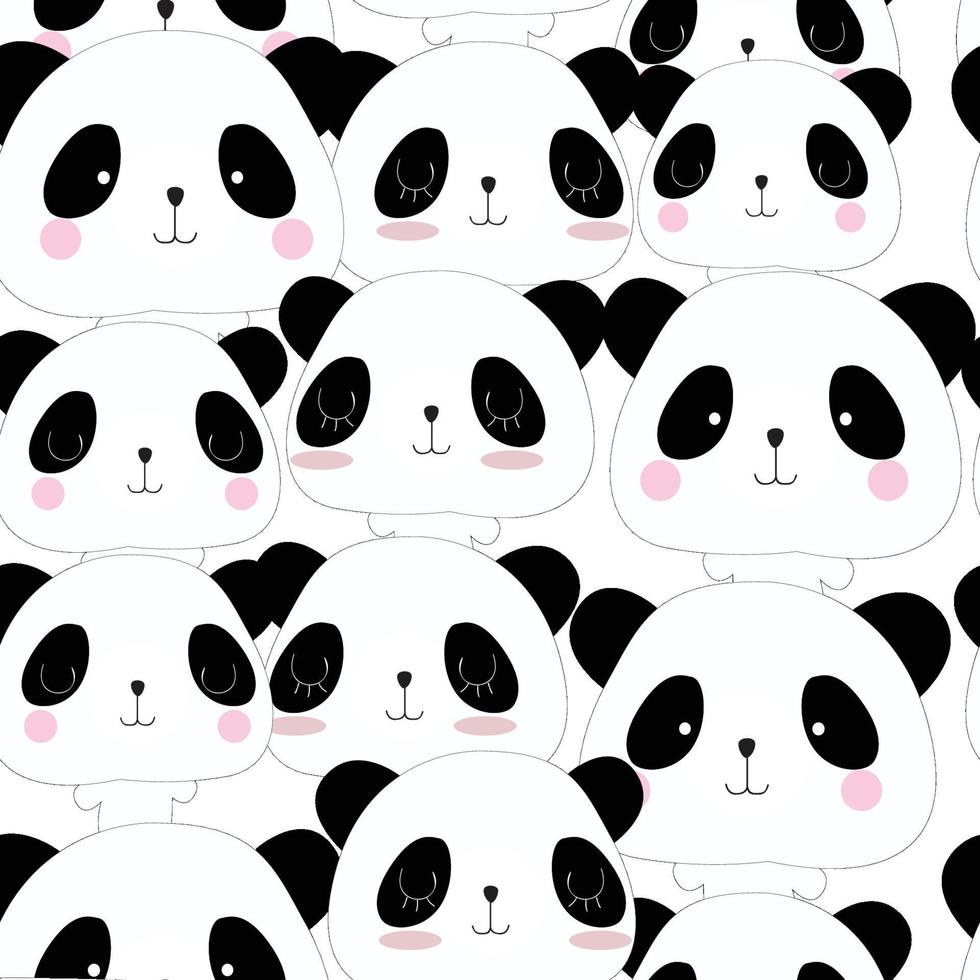 lindo, panda, caricatura, seamless, patrón vector