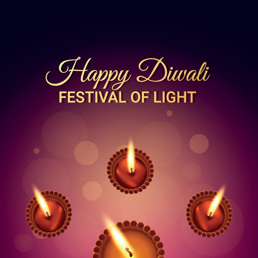 feliz festival de la luz de diwali, la tarjeta de felicitación de celebración del festival de la india vector