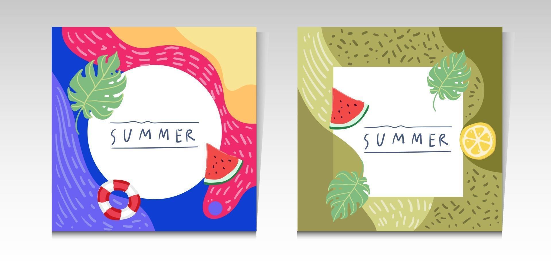 Summer sale tropical social media post template vector