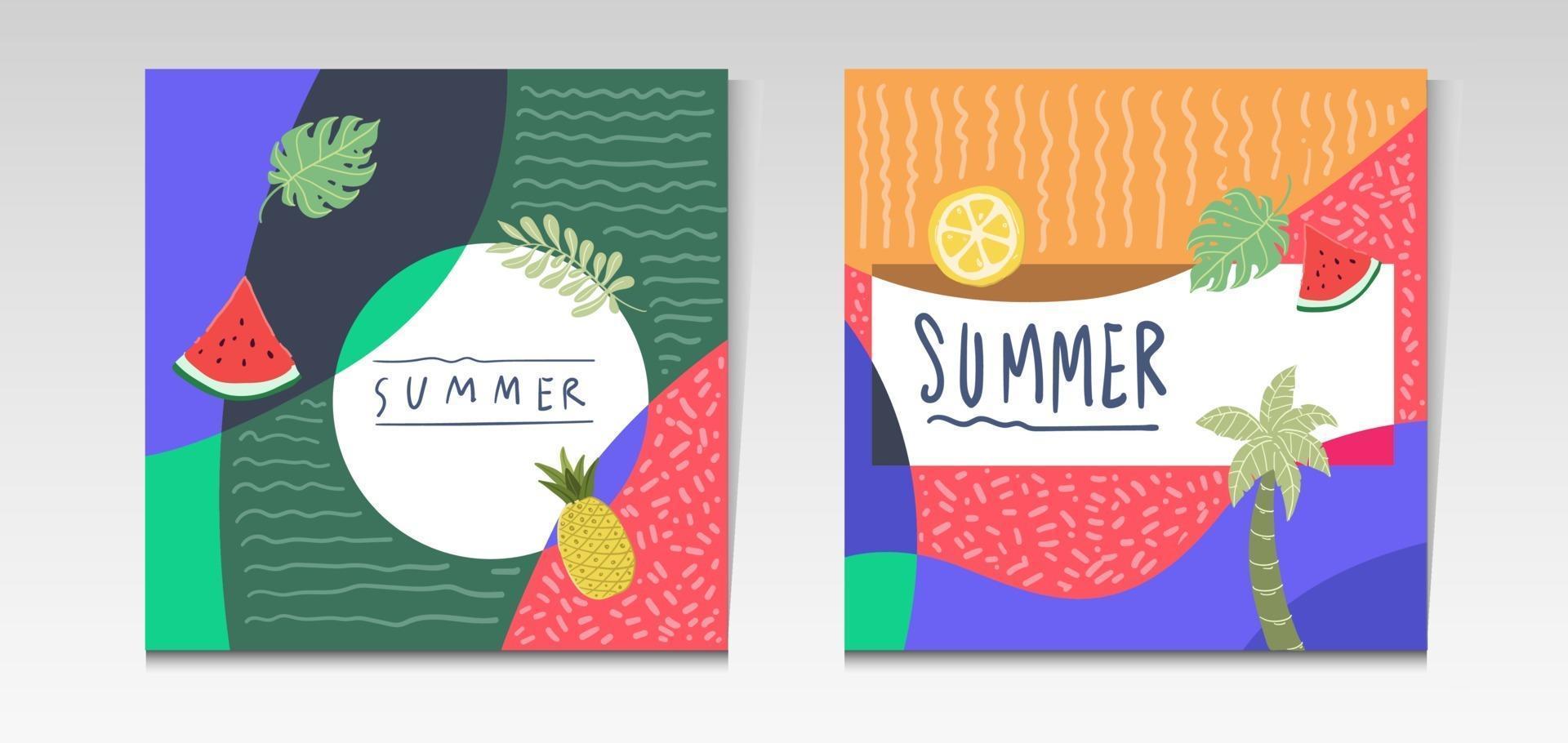 Summer sale tropical social media post template vector