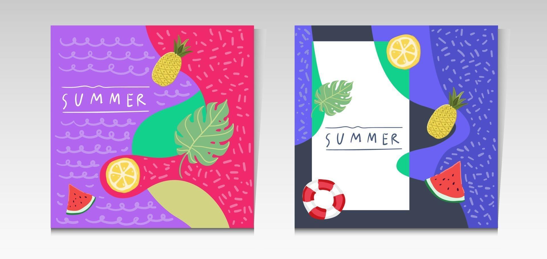 Summer sale tropical social media post template vector