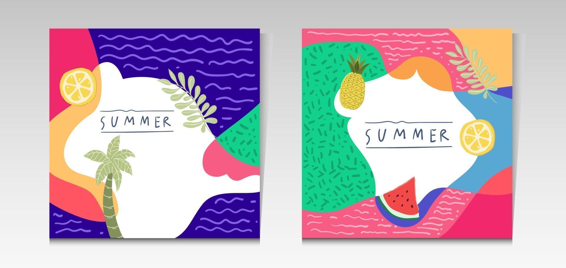 Summer sale tropical social media post template vector