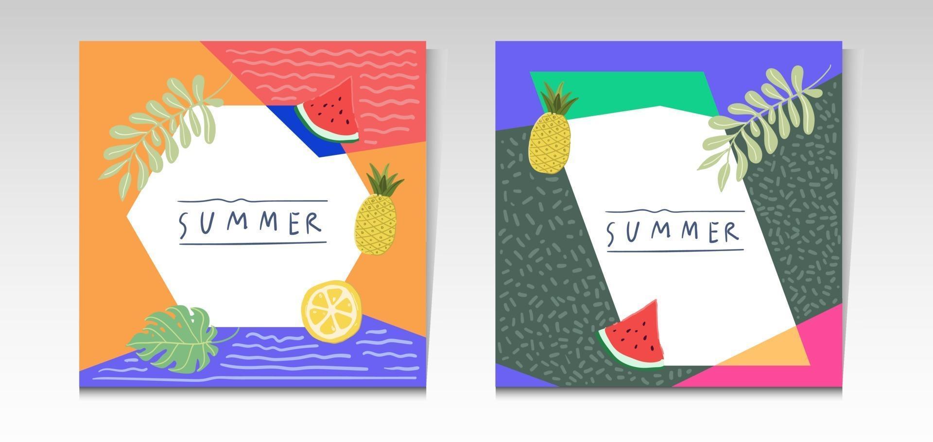 Summer sale tropical social media post template vector