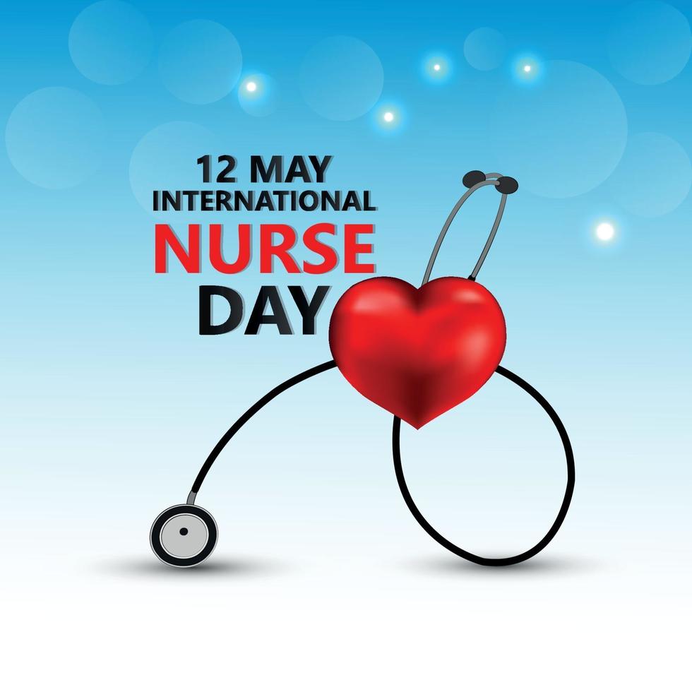 International nurse day background with heart and medical equipment vector