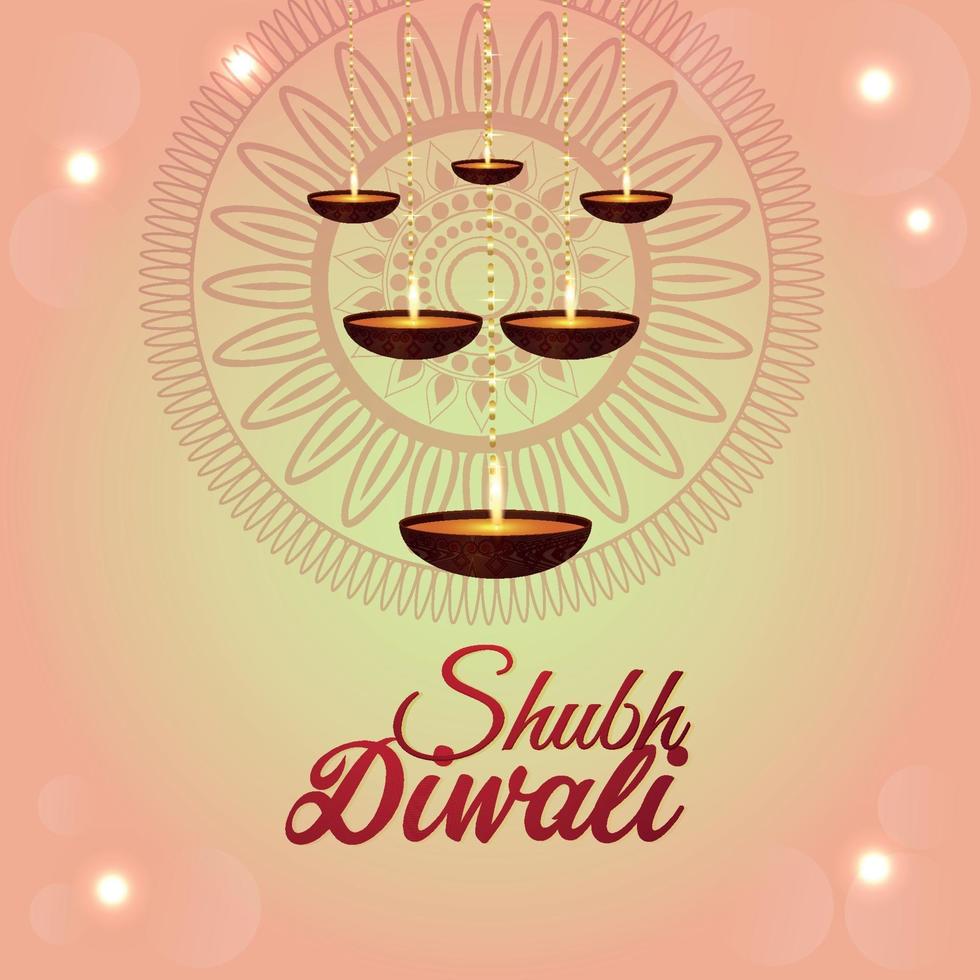 Shubh diwali invitation greeting card on creative background vector