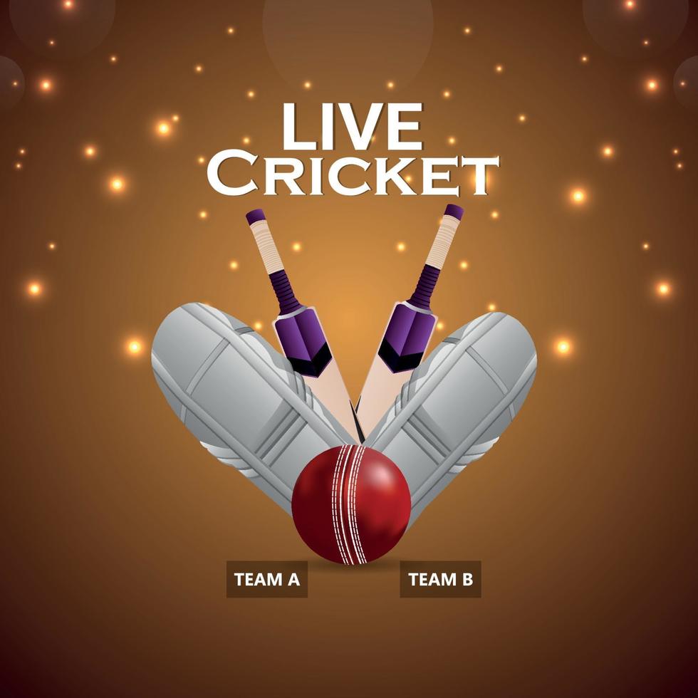 Cricket championship match with creative cricket equipment vector