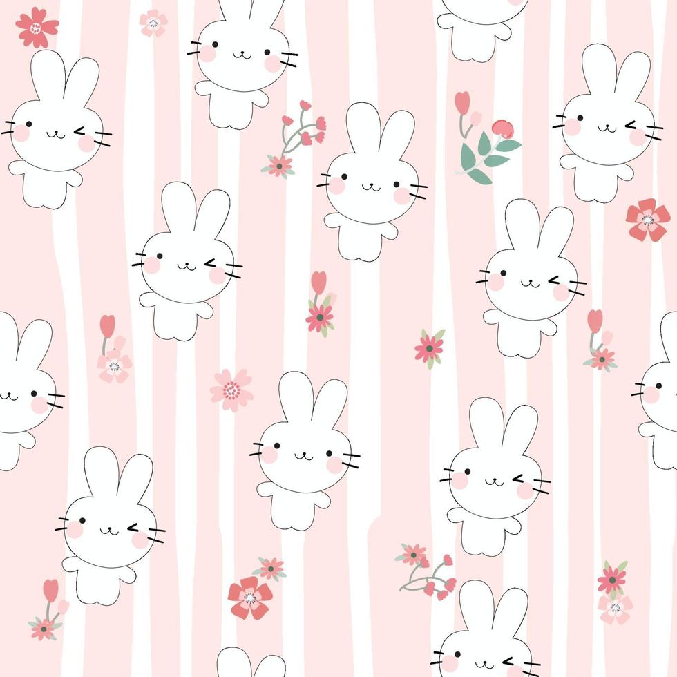 Cute rabbit cartoon seamless pattern vector