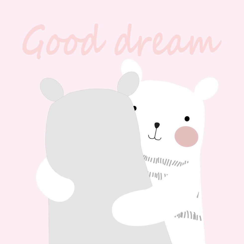 cute spring teddy says good dream, doodle art vector