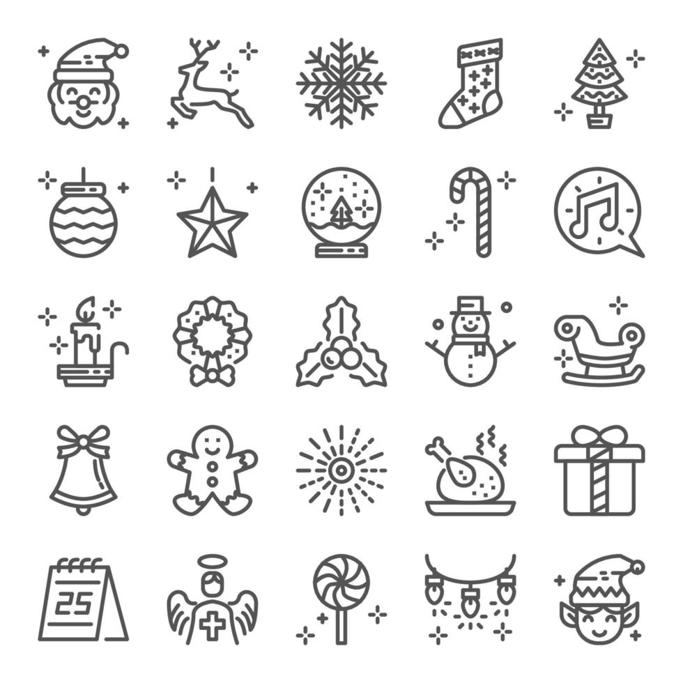 christmas pixel perfect icons vector