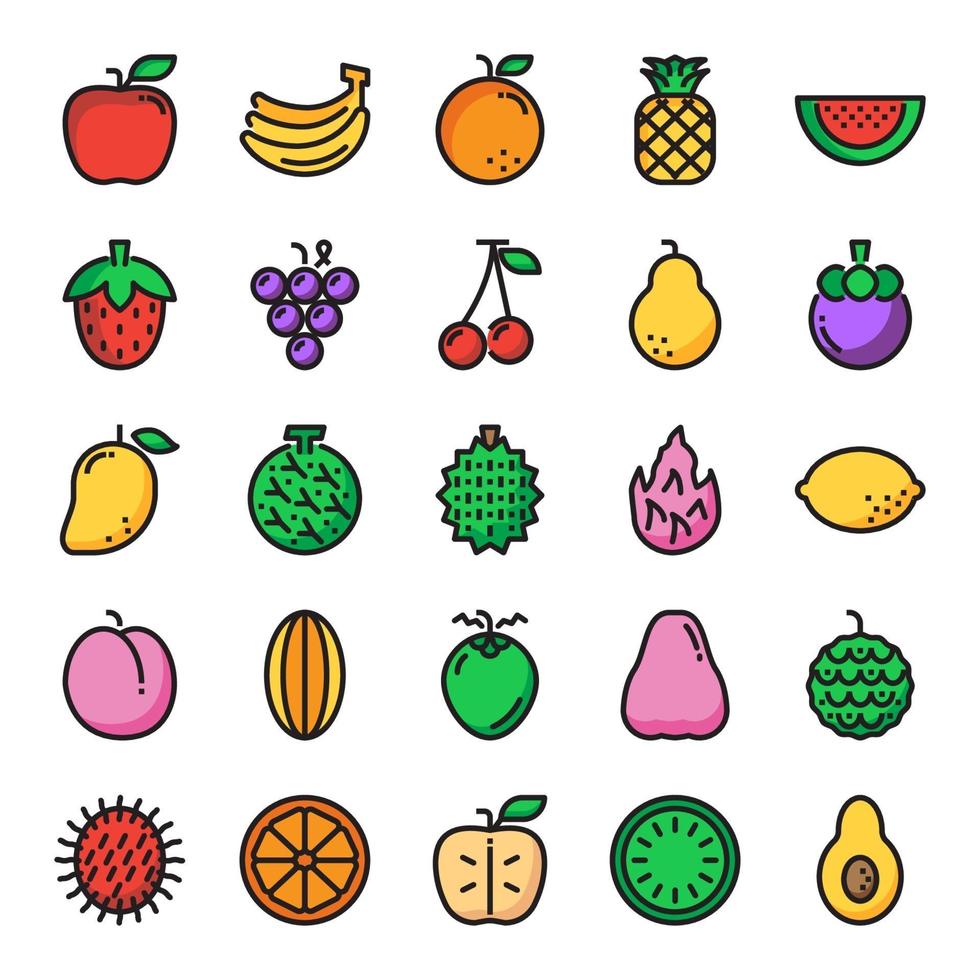 conjunto de iconos de frutas vector