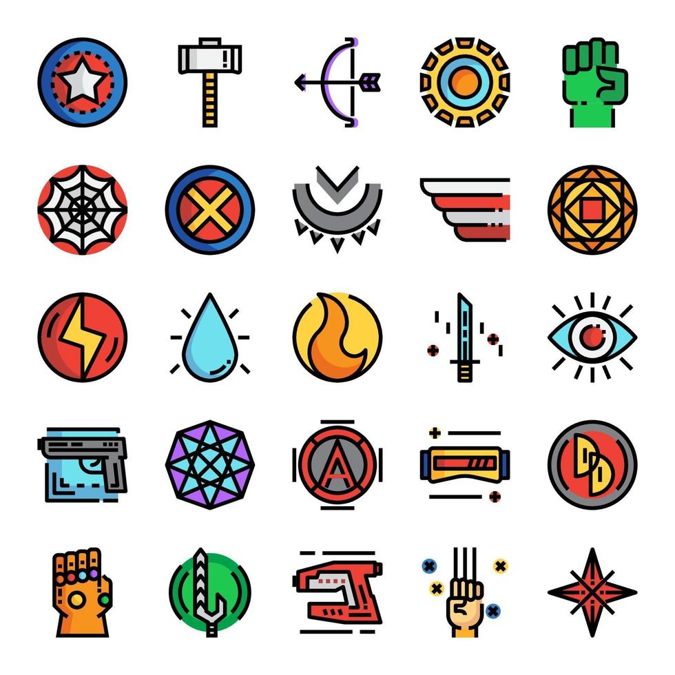 superhero icon set vector