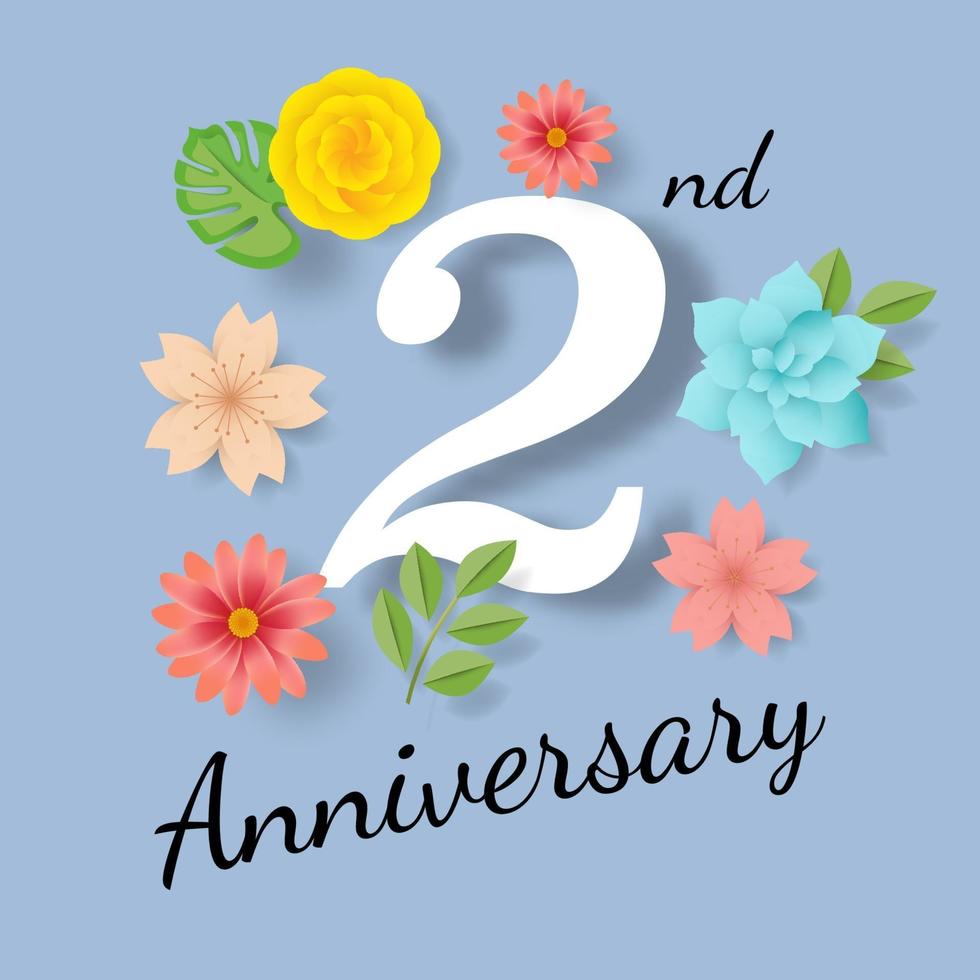 second anniversary card vector