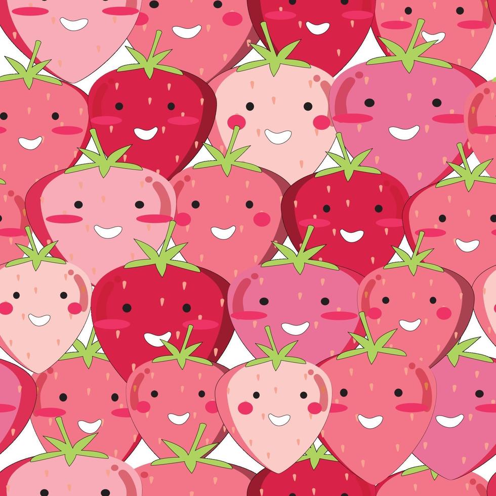 Cute strawberry cartoon seamless pattern vector