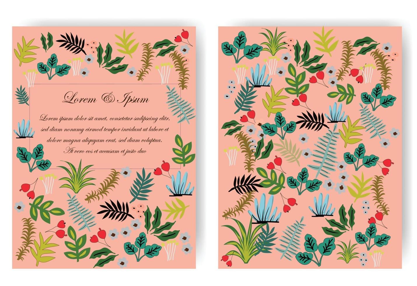Cute sweet red, pink and blue wild floral flower frame for wedding card vector