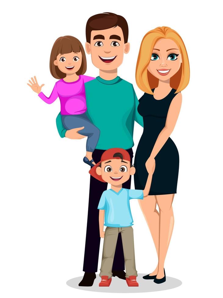 familia feliz. padre, madre, hijo e hija vector