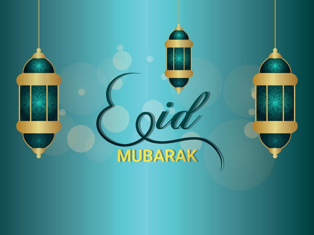 ilustración vectorial de eid mubarak, tarjeta de felicitación de celebración del festival islámico eid vector