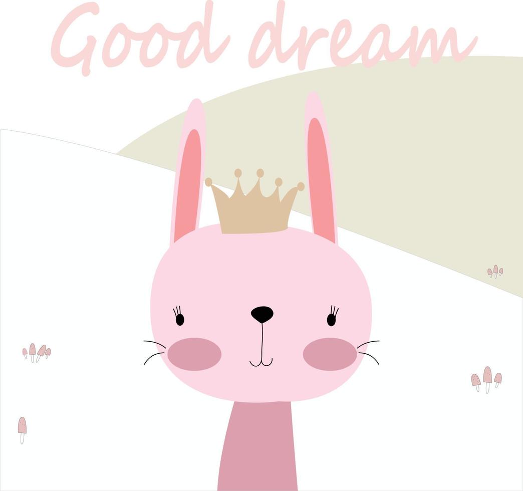 Cute spring rabbit bunny saying good dream vector