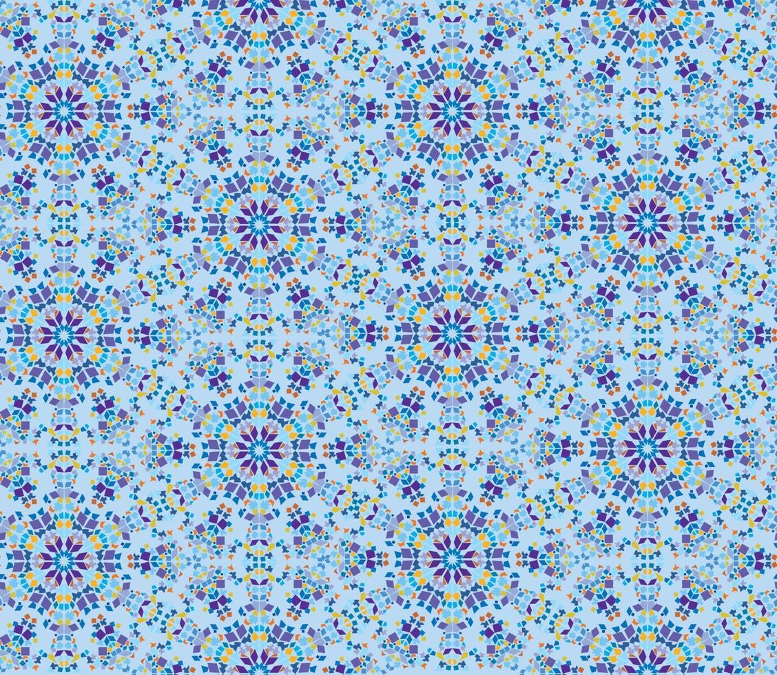 Modelo inconsútil del mosaico caleidoscópico abstracto. flor de fondo ornamental geométrico. ornamento floral oriental de azulejos étnicos florales. vector