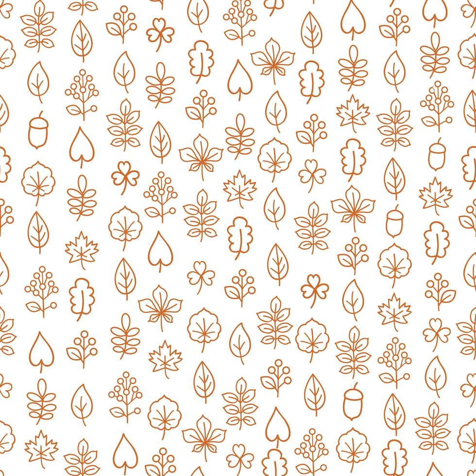 Autumn leaves seamless floral pattern. Fall nature ornamental wallpaper. Leaf icon set in ornamental tile background. vector