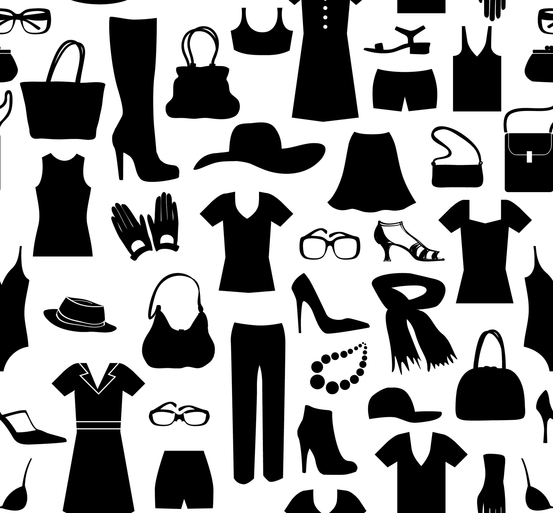 Fashion cloth seamless pattern. Women clothes and accessories