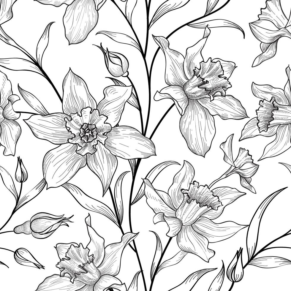 Floral seamless pattern. Flower background. Floral tile ornamental texture with flowers. Spring flourish garden vector