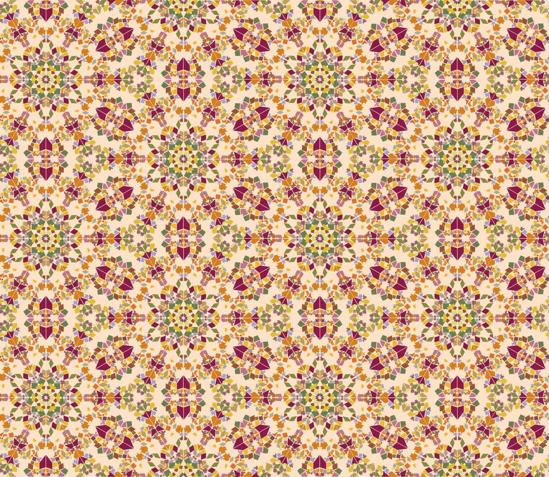 Modelo inconsútil del mosaico caleidoscópico abstracto. flor de fondo ornamental geométrico. ornamento floral oriental de azulejos étnicos florales. vector