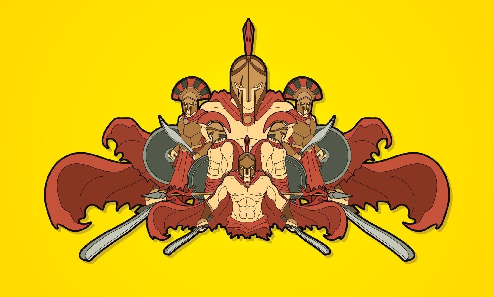 grupo de guerreros espartanos romanos vector