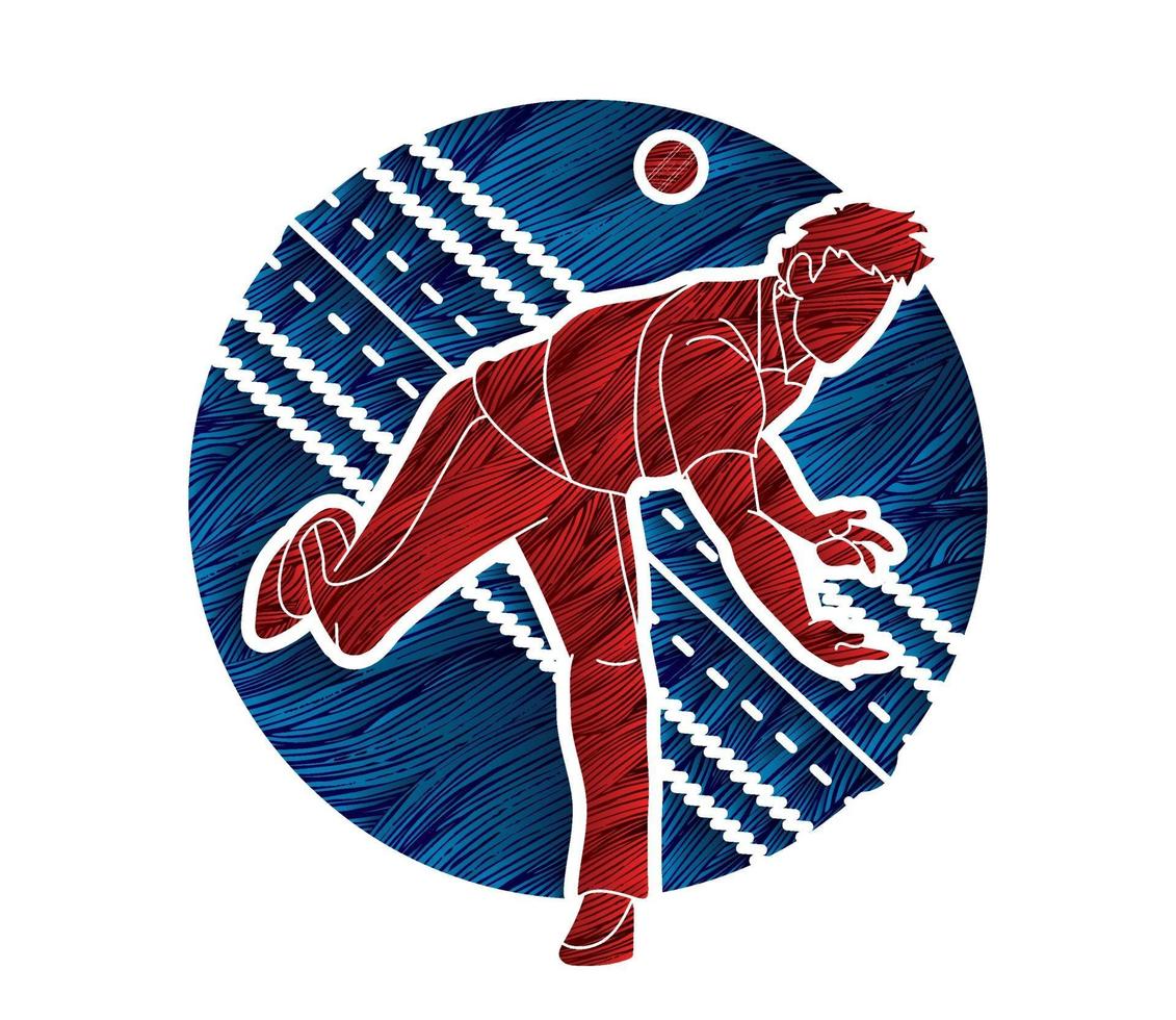 Cricket Man Player Throwing Ball vector