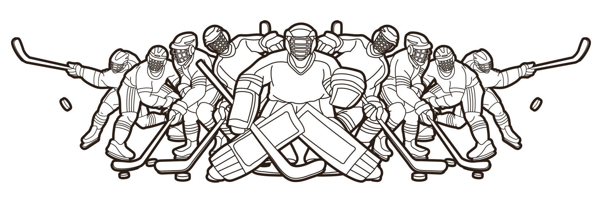 Esquema del equipo de jugadores de hockey sobre hielo masculino vector