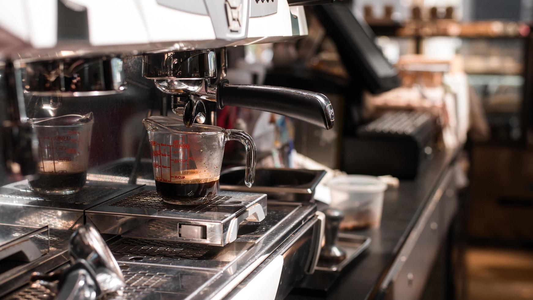 Black coffee morning on a coffee maker photo