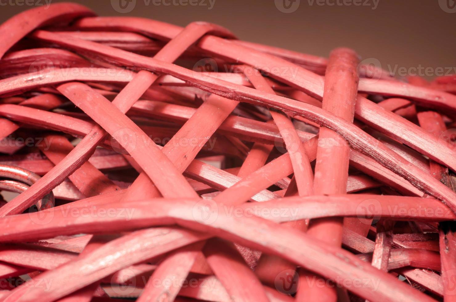 Red wooden rattan, macro close up, abstract background photo