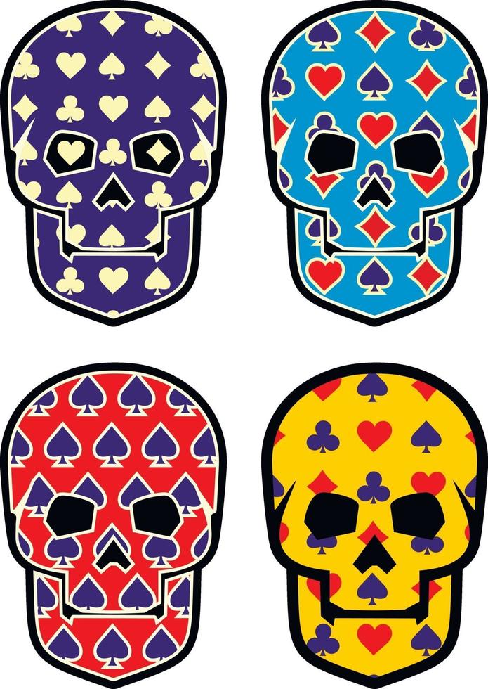 Signo gótico con calavera y palos de cartas, camisetas de diseño vintage grunge vector