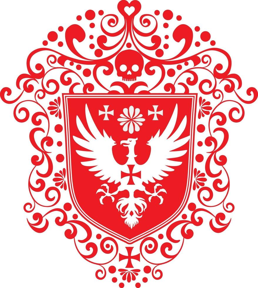 escudo de armas con águila y cráneo-grunge diseño vintage camisetas vector