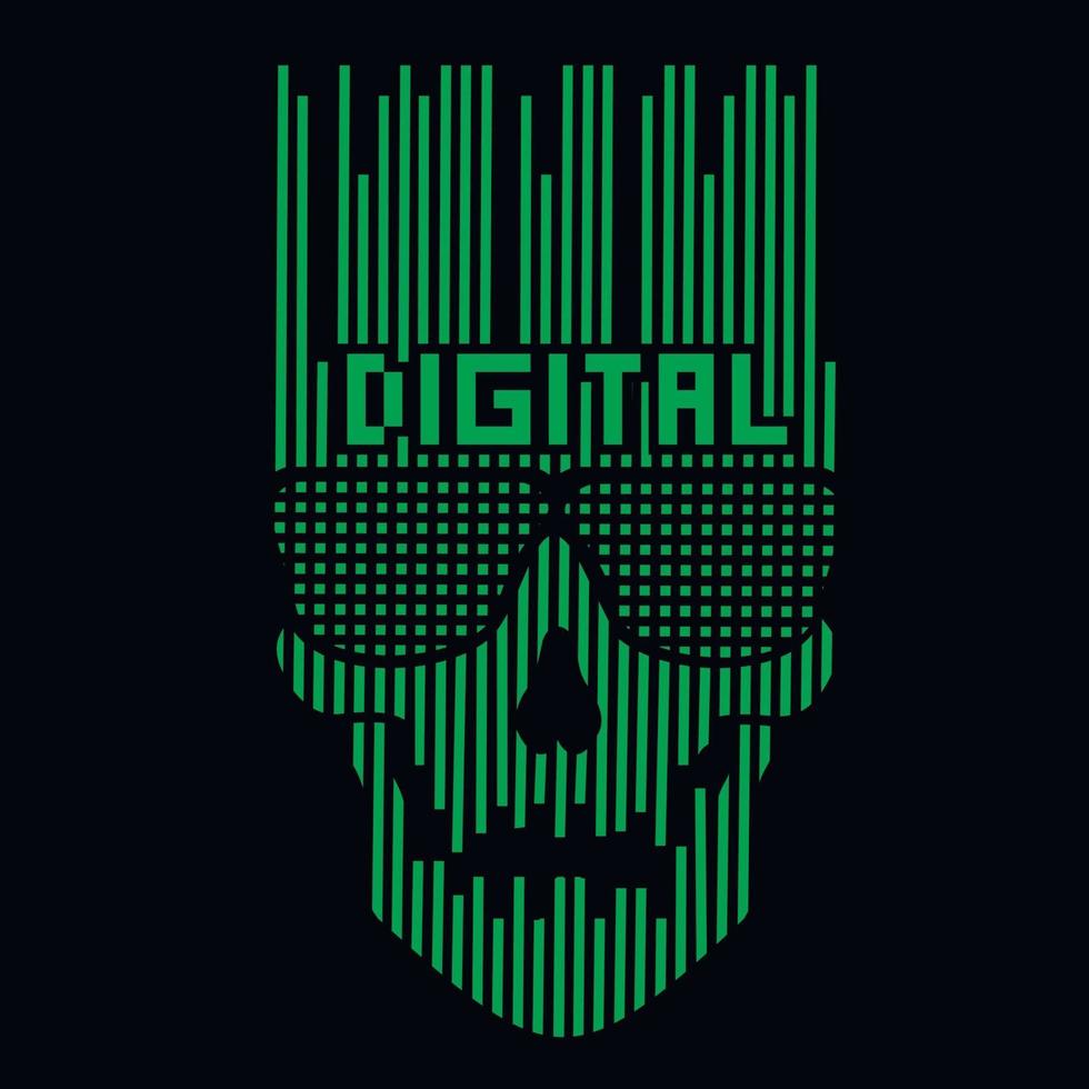 Digital skull-grunge vintage design t shirts vector