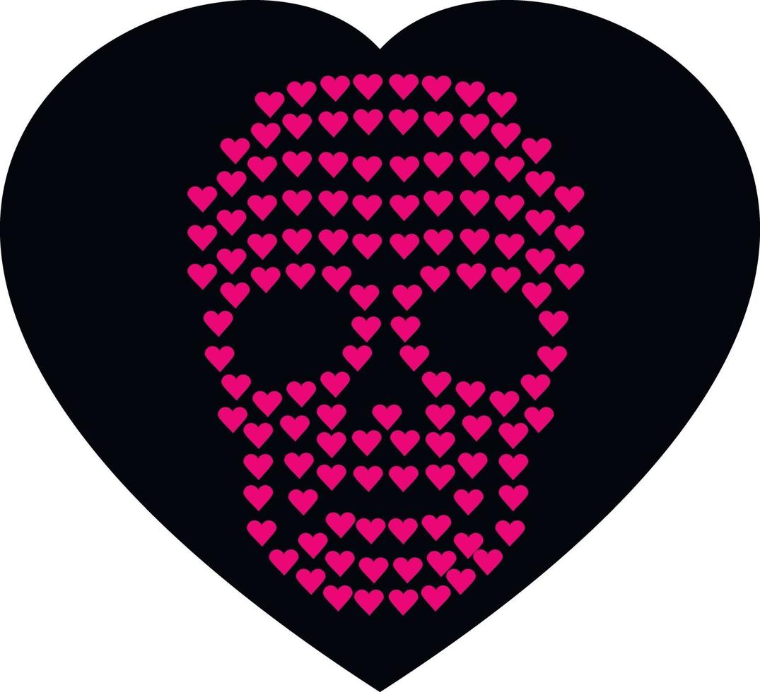 Valentines day skull with heart, grunge vintage design t shirts vector
