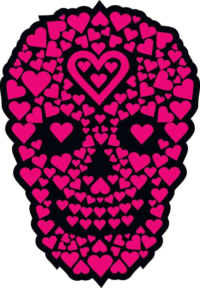 Valentines day skull with heart, grunge vintage design t shirts vector