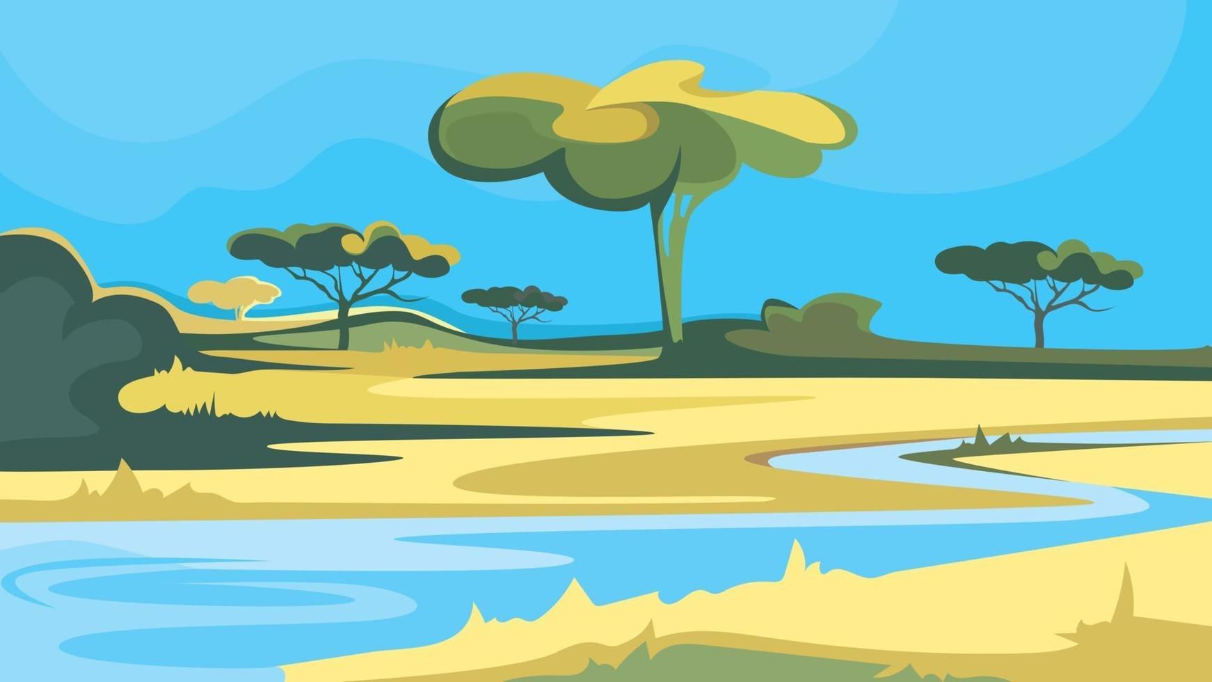 African landscape with river. vector