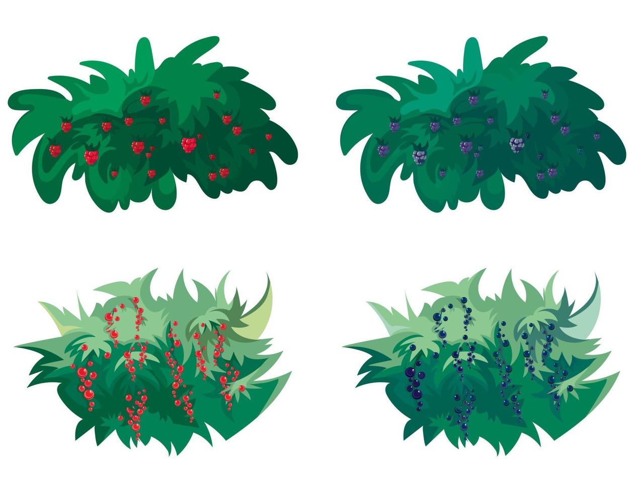 conjunto de arbustos de bayas. vector