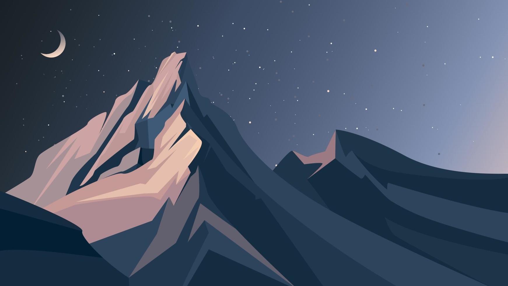 Mountains in the night. vector