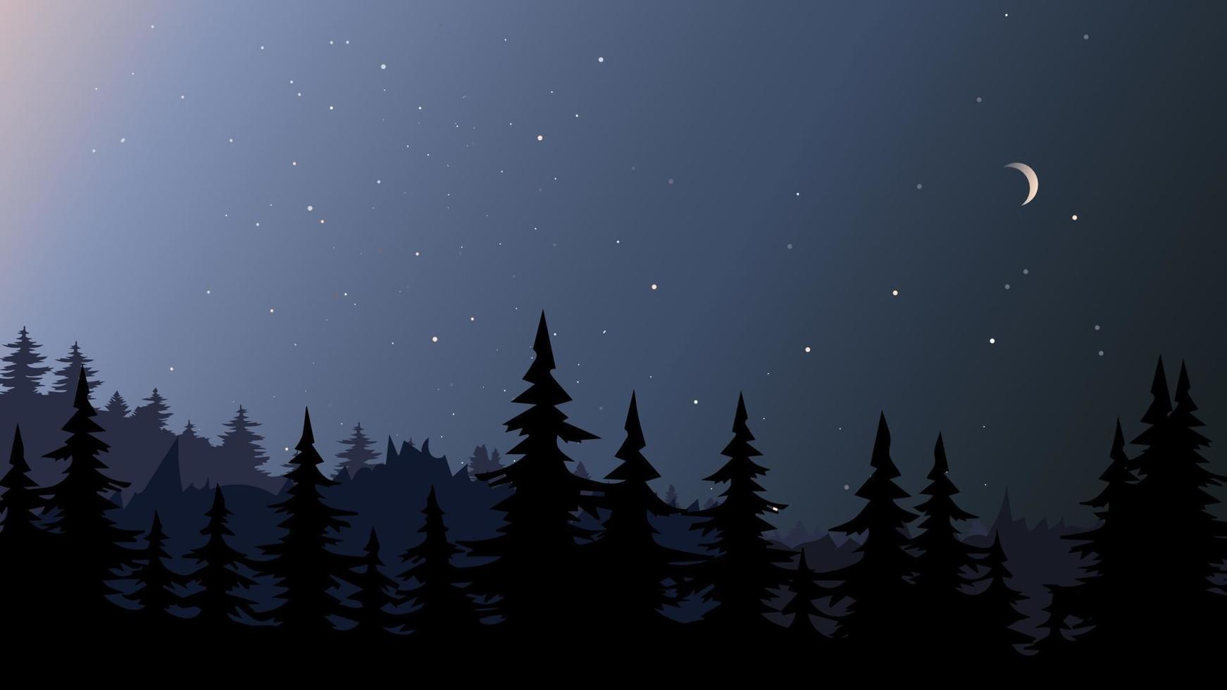 Night forest landscape. vector