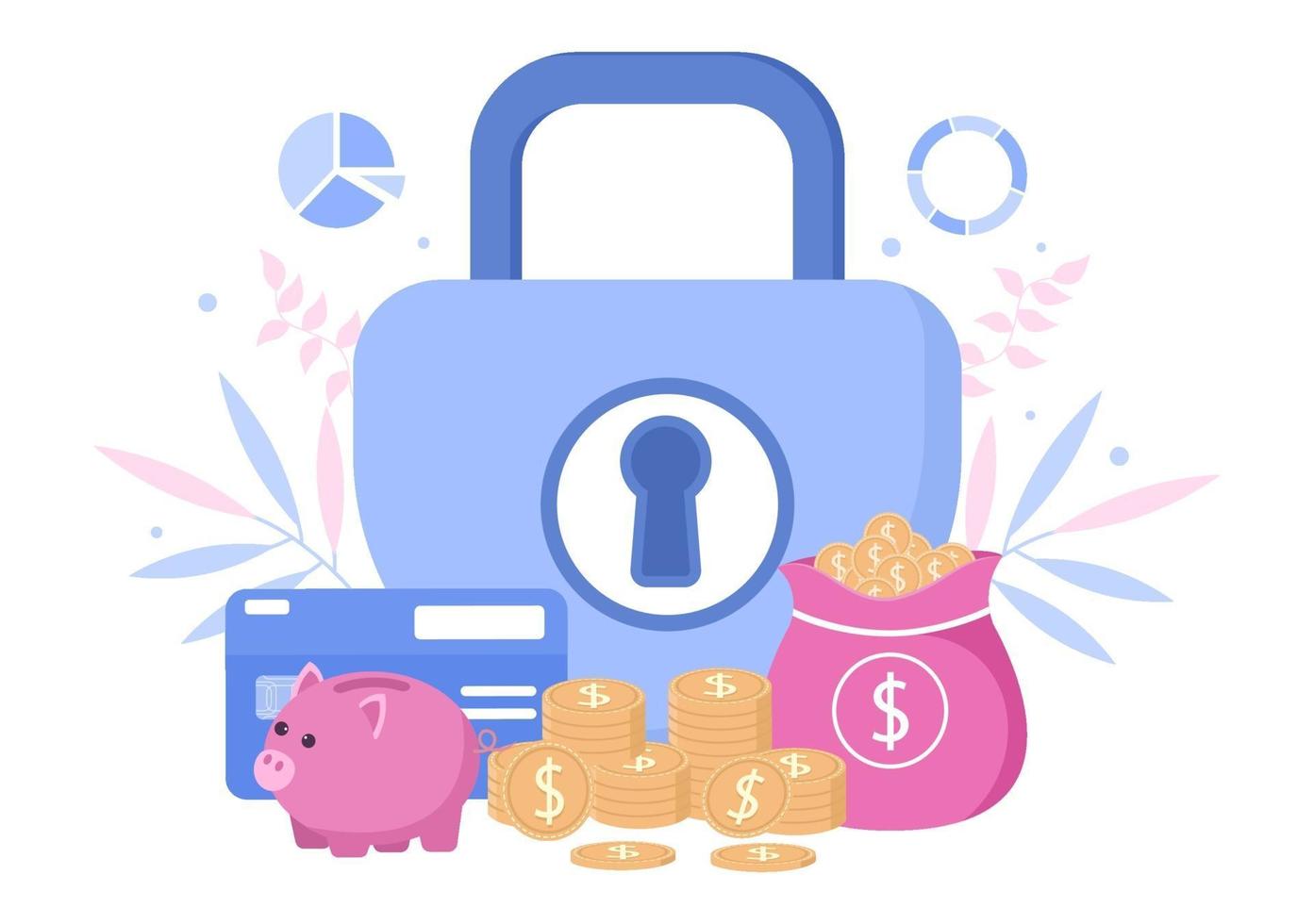 Investment Insurance Illustration for Business with Money Protection, Savings, Shield or Finance Safety Design vector
