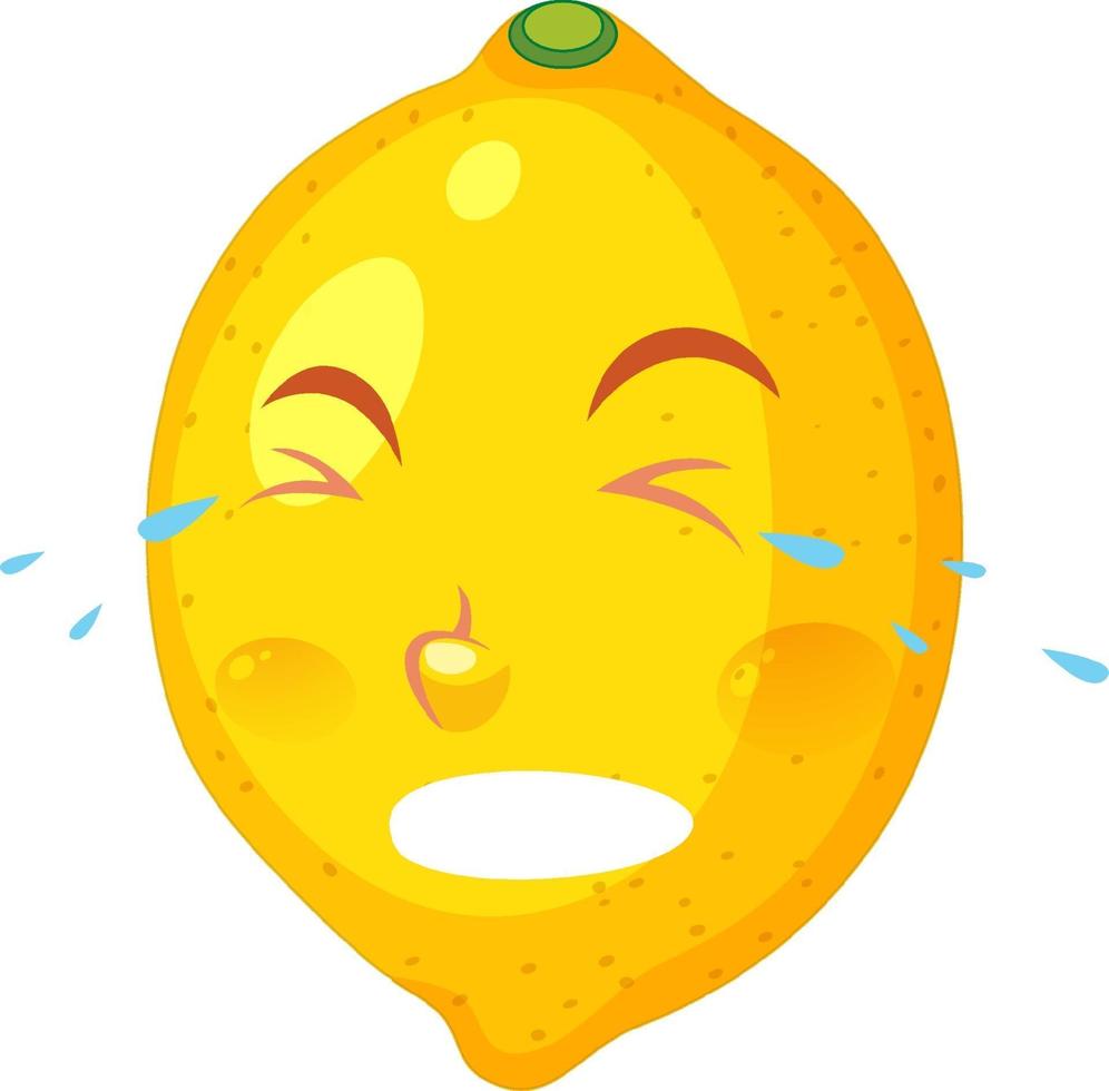 Lemon cartoon character with crying face expression on white background vector