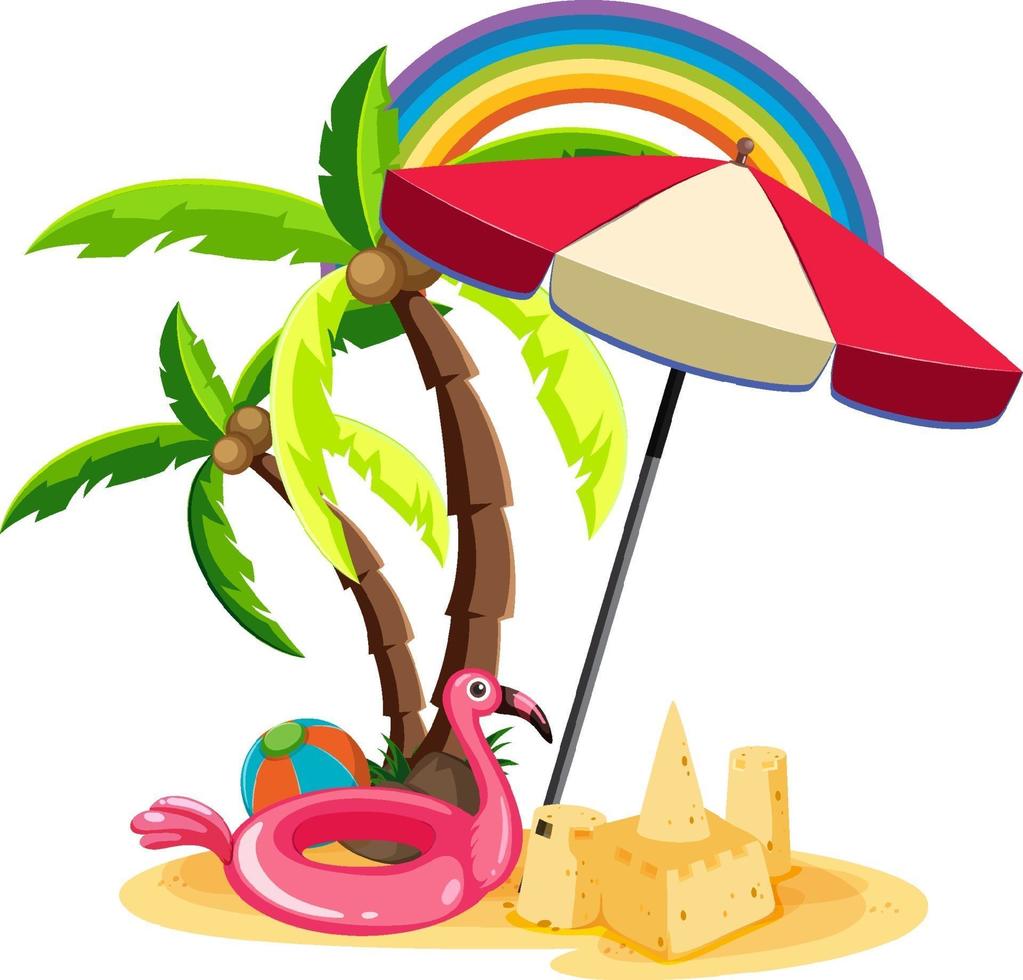 Summer beach items on the island isolated vector