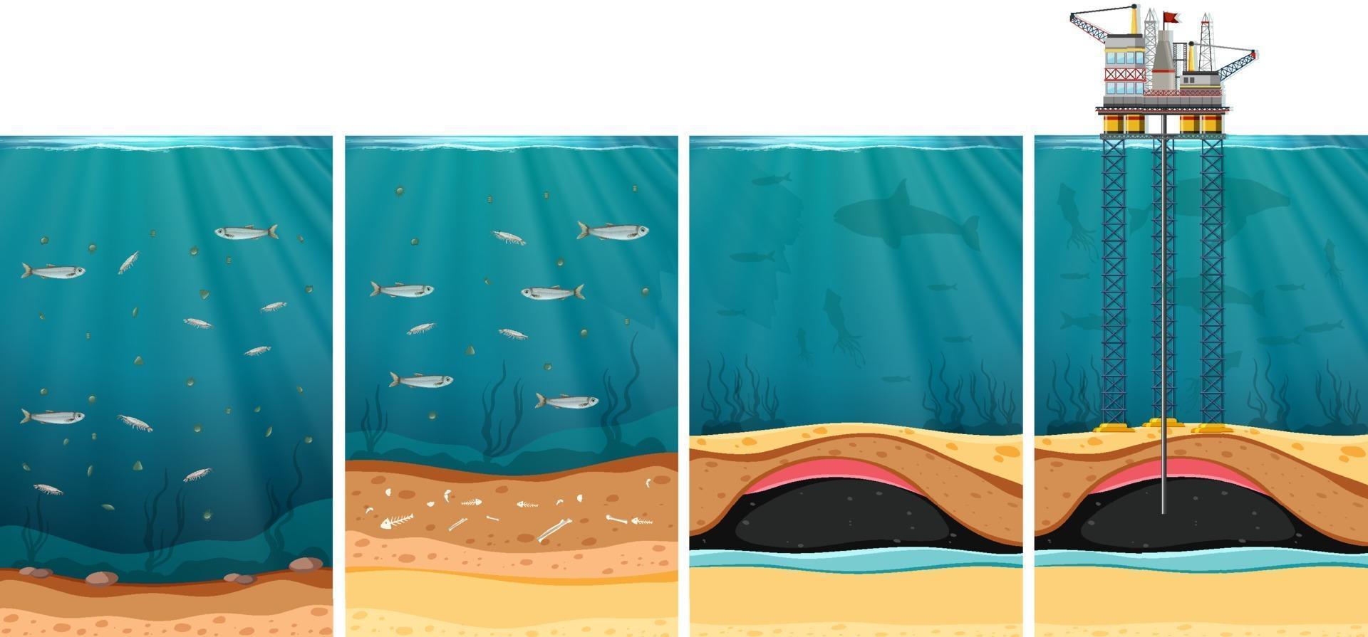 Offshore oil drilling scene vector