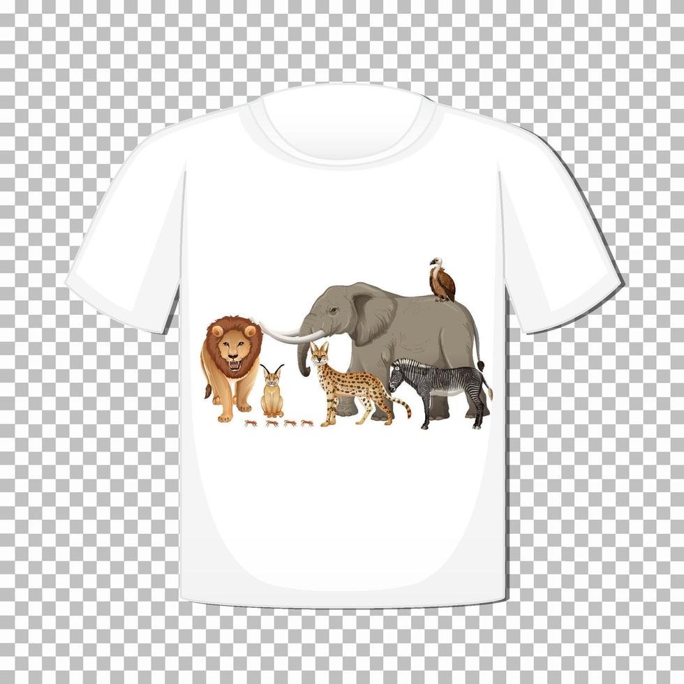 Wild animal group design on tshirt isolated vector