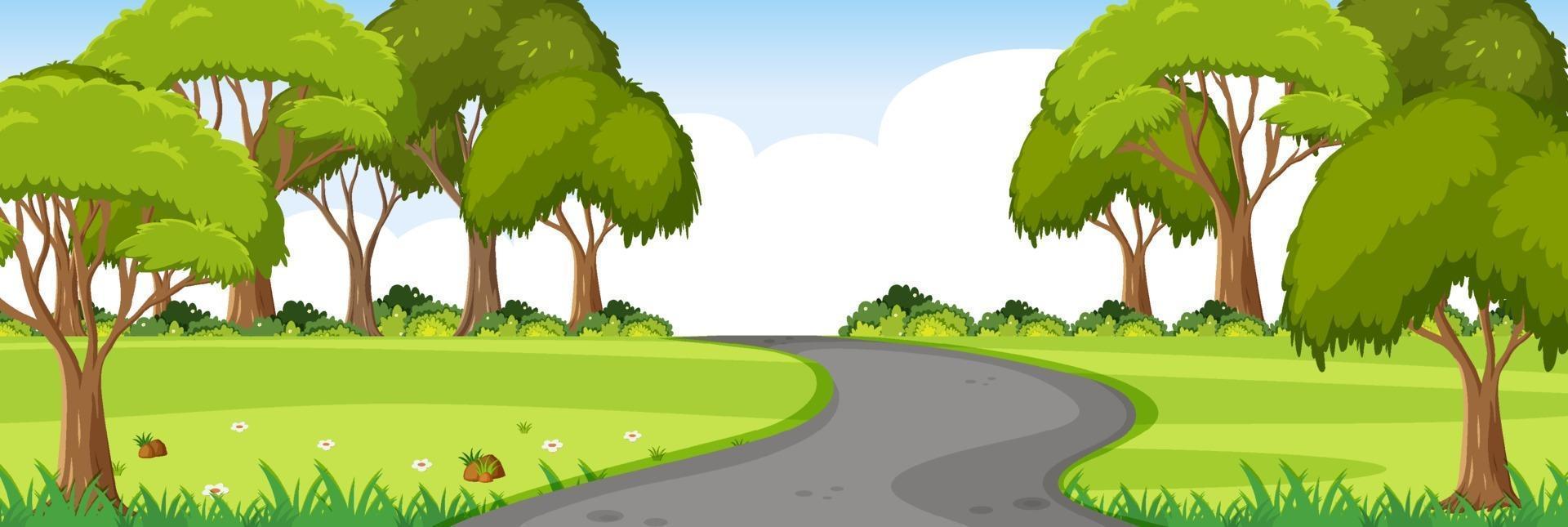 Road through the park horizontal landscape scene vector