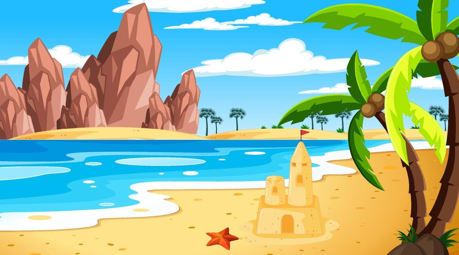 Tropical beach landscape at daytime scene vector