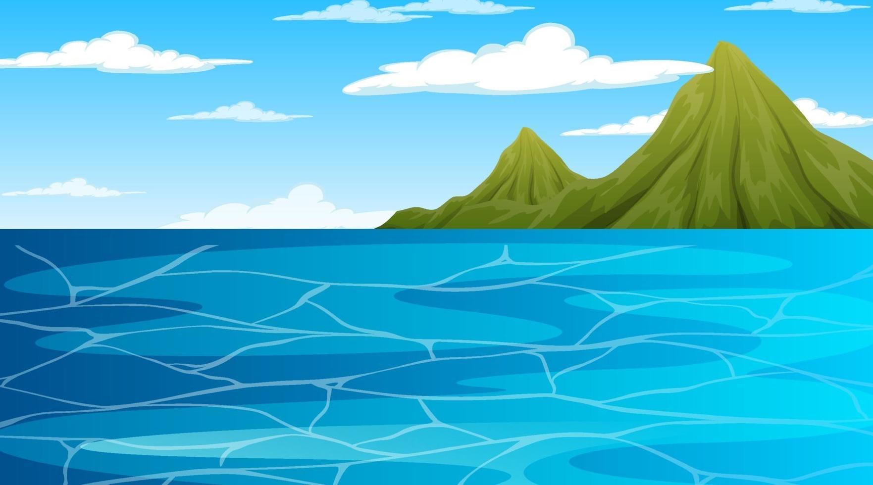 Ocean at daytime landscape scene with mountain background vector
